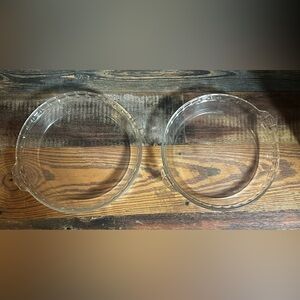 Two Vintage PYREX Clear Glass Pie Dishes